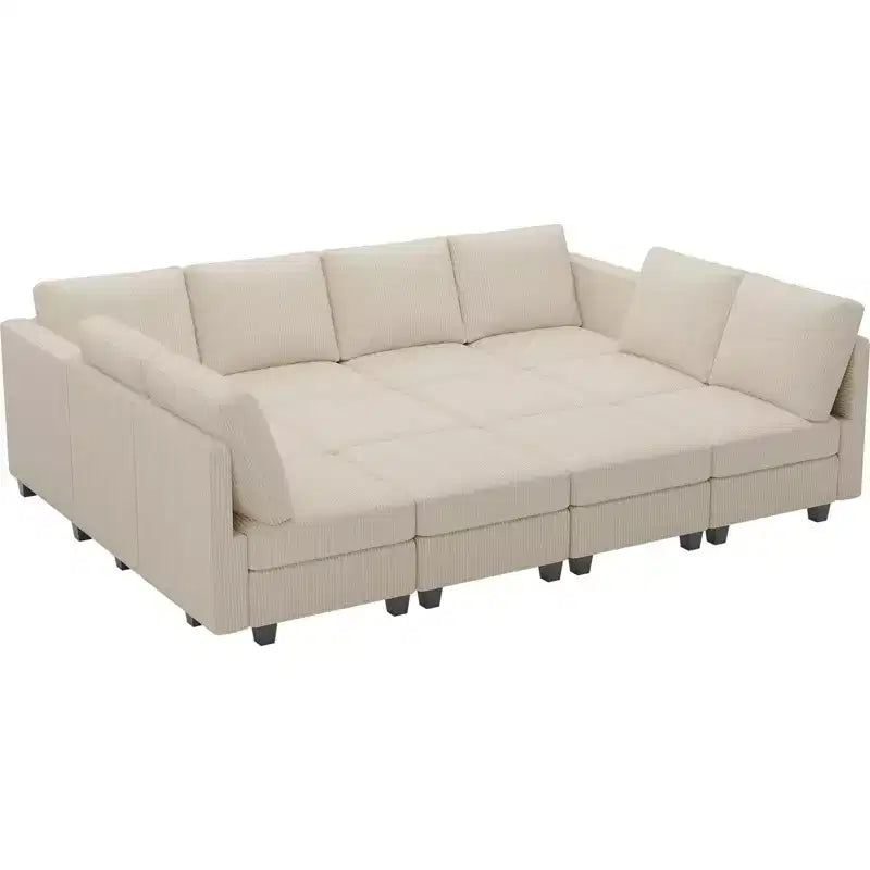 Canapé convertible modulaire sectionnel Belffin en velours côtelé, 12 places surdimensionné avec rangement pour salon