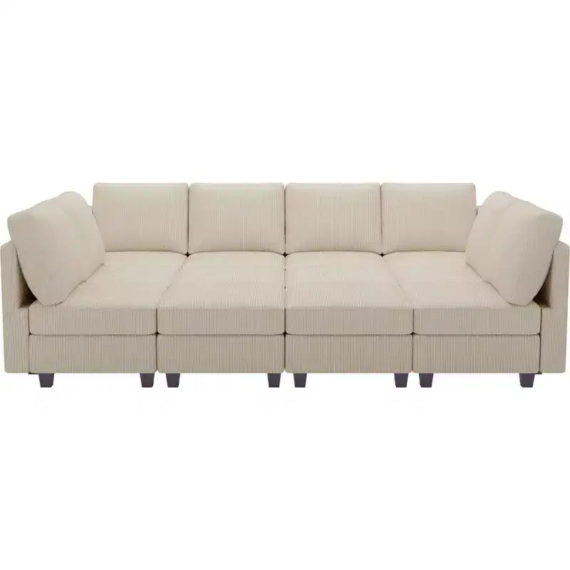 Canapé convertible modulaire sectionnel Belffin en velours côtelé, 12 places surdimensionné avec rangement pour salon