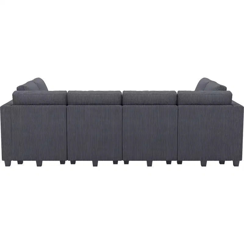 Canapé convertible modulaire sectionnel Belffin en velours côtelé, 12 places surdimensionné avec rangement pour salon