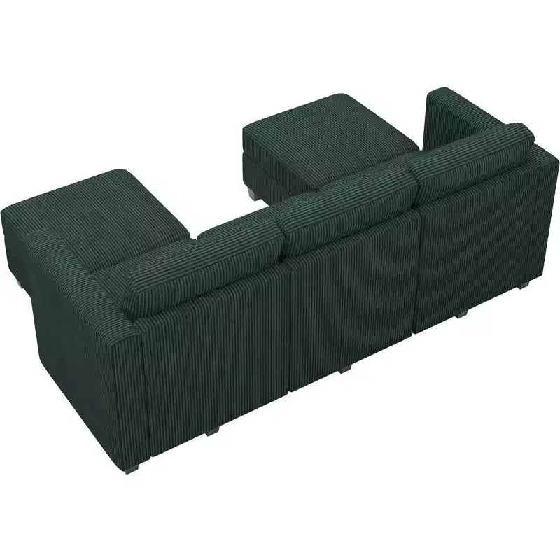 Canapé-lit modulaire sectionnel Belffin avec pouf de rangement, canapé sectionnel de luxe en velours côtelé avec méridienne convertible moderne pour salon