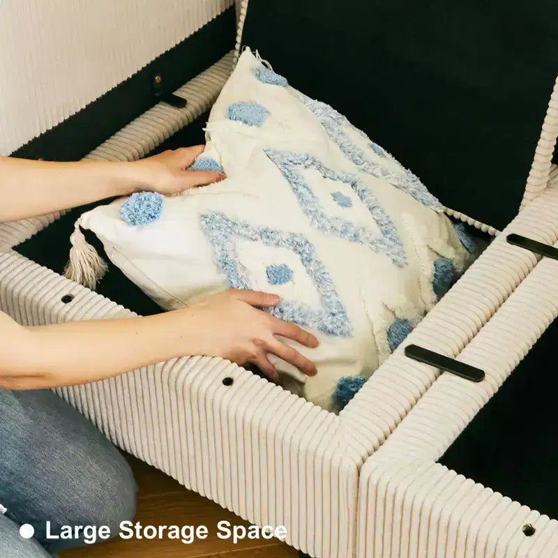 Canapé-lit modulaire sectionnel Belffin avec pouf de rangement, canapé sectionnel de luxe en velours côtelé avec méridienne convertible moderne pour salon