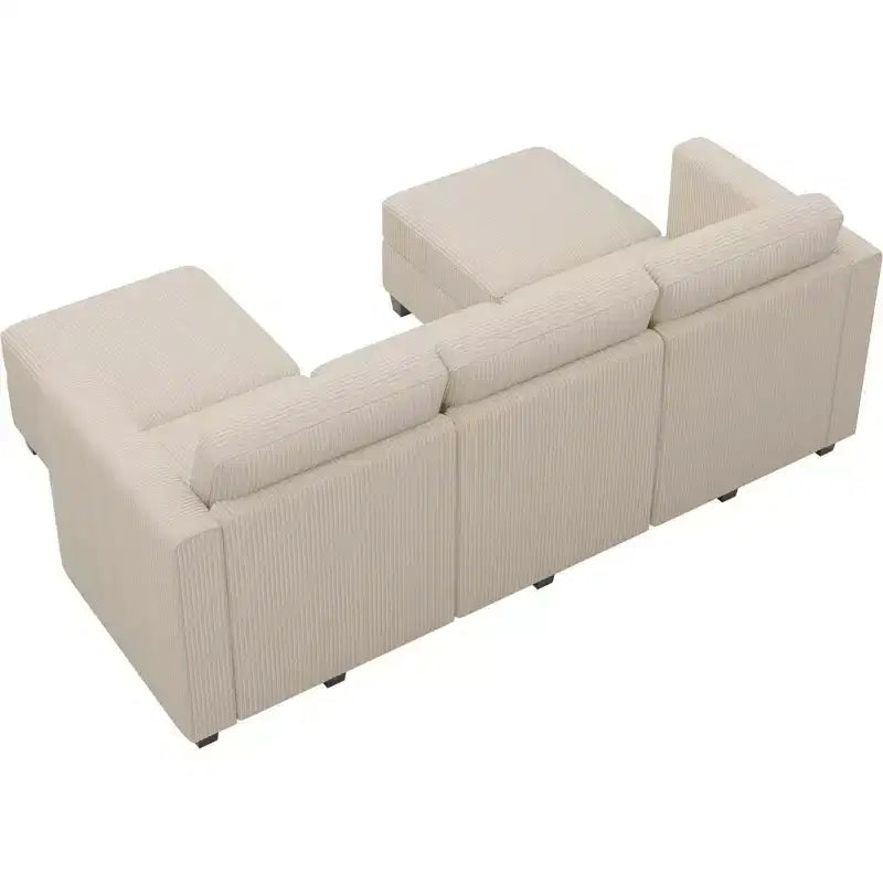 Canapé-lit modulaire sectionnel Belffin avec pouf de rangement, canapé sectionnel de luxe en velours côtelé avec méridienne convertible moderne pour salon