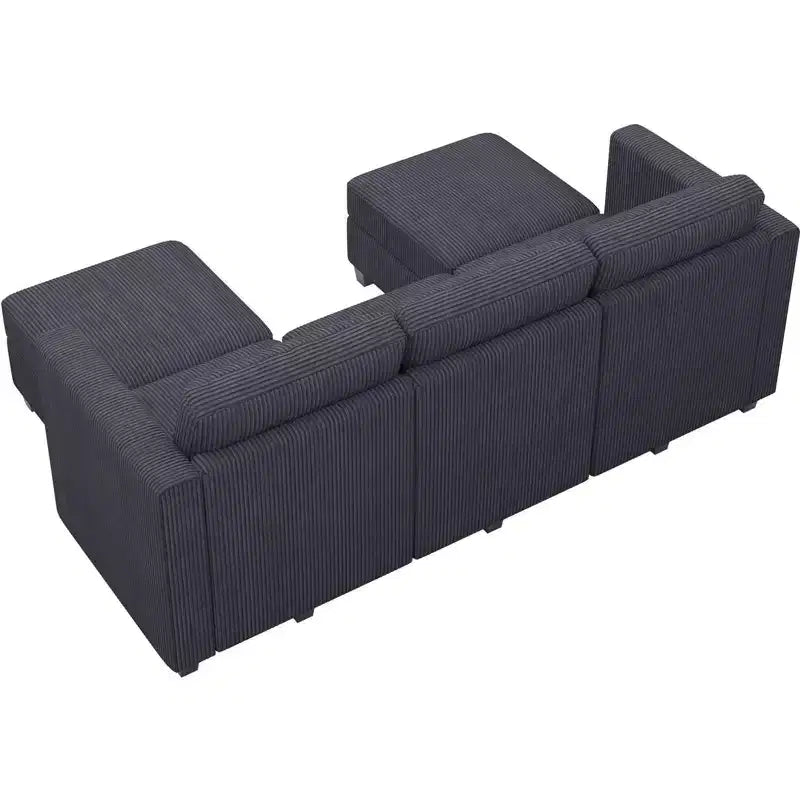 Canapé-lit modulaire sectionnel Belffin avec pouf de rangement, canapé sectionnel de luxe en velours côtelé avec méridienne convertible moderne pour salon