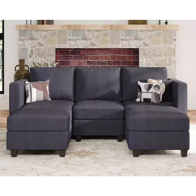 Belffin Modular Sectional Sleeper Sofa with Storage Ottoman, Corduroy Luxury Sectional Sofa with Chaise Convertible Modern Sectional for Living Room