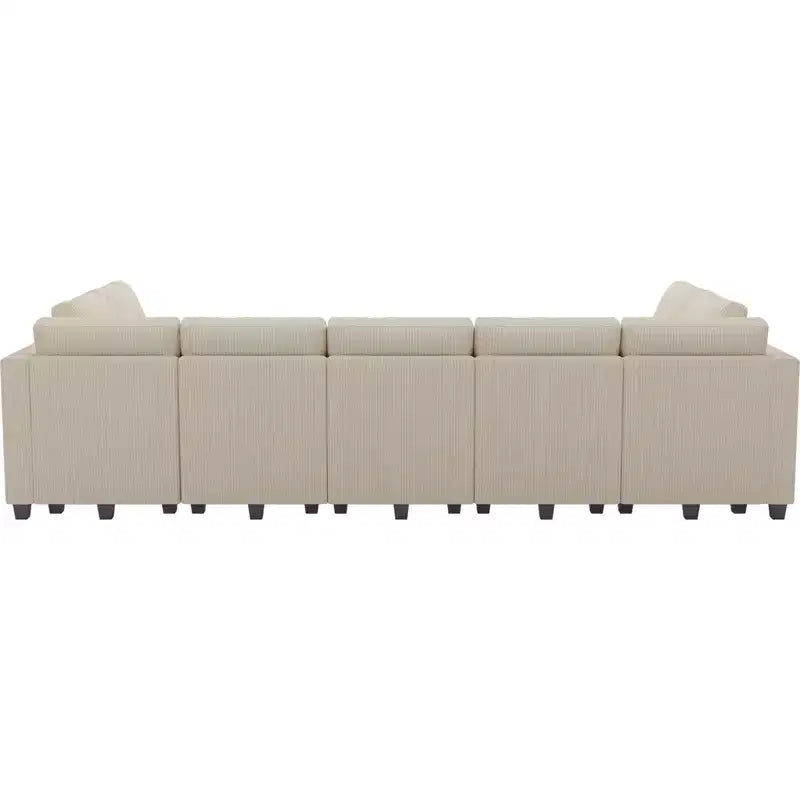 Grand canapé sectionnel modulaire Belffin 15 places avec rangement, canapé-lit sectionnel en velours côtelé, grand canapé modulaire convertible pour salon