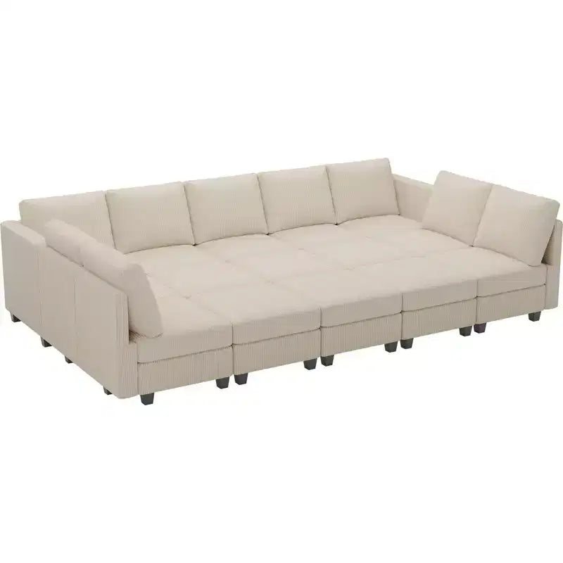 Grand canapé sectionnel modulaire Belffin 15 places avec rangement, canapé-lit sectionnel en velours côtelé, grand canapé modulaire convertible pour salon