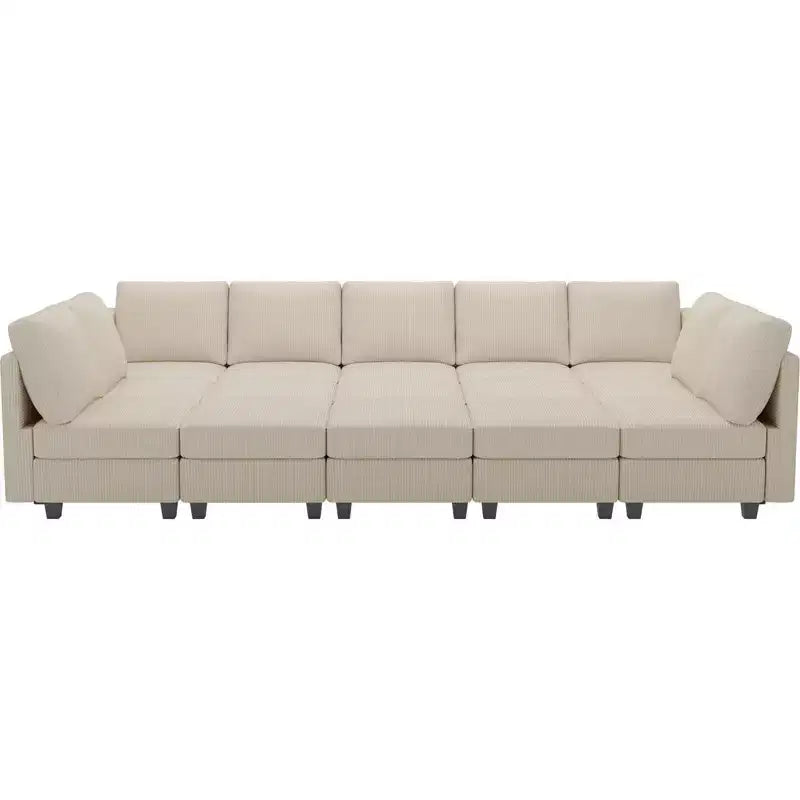 Grand canapé sectionnel modulaire Belffin 15 places avec rangement, canapé-lit sectionnel en velours côtelé, grand canapé modulaire convertible pour salon