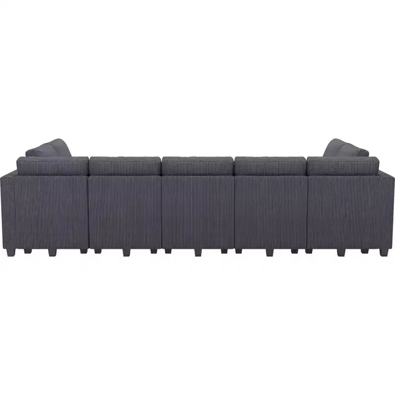 Grand canapé sectionnel modulaire Belffin 15 places avec rangement, canapé-lit sectionnel en velours côtelé, grand canapé modulaire convertible pour salon