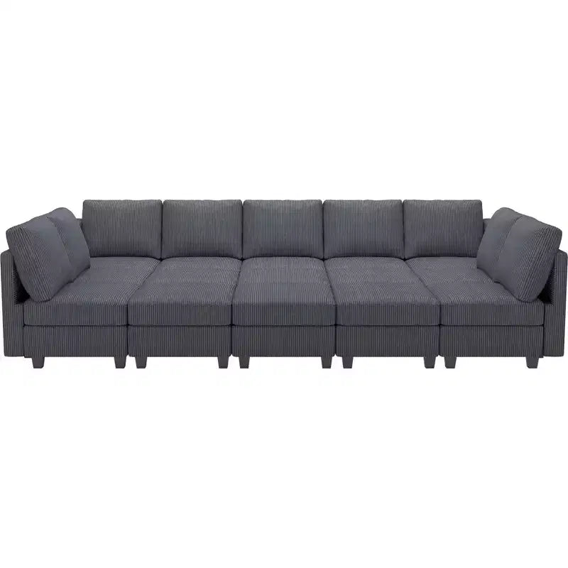 Grand canapé sectionnel modulaire Belffin 15 places avec rangement, canapé-lit sectionnel en velours côtelé, grand canapé modulaire convertible pour salon
