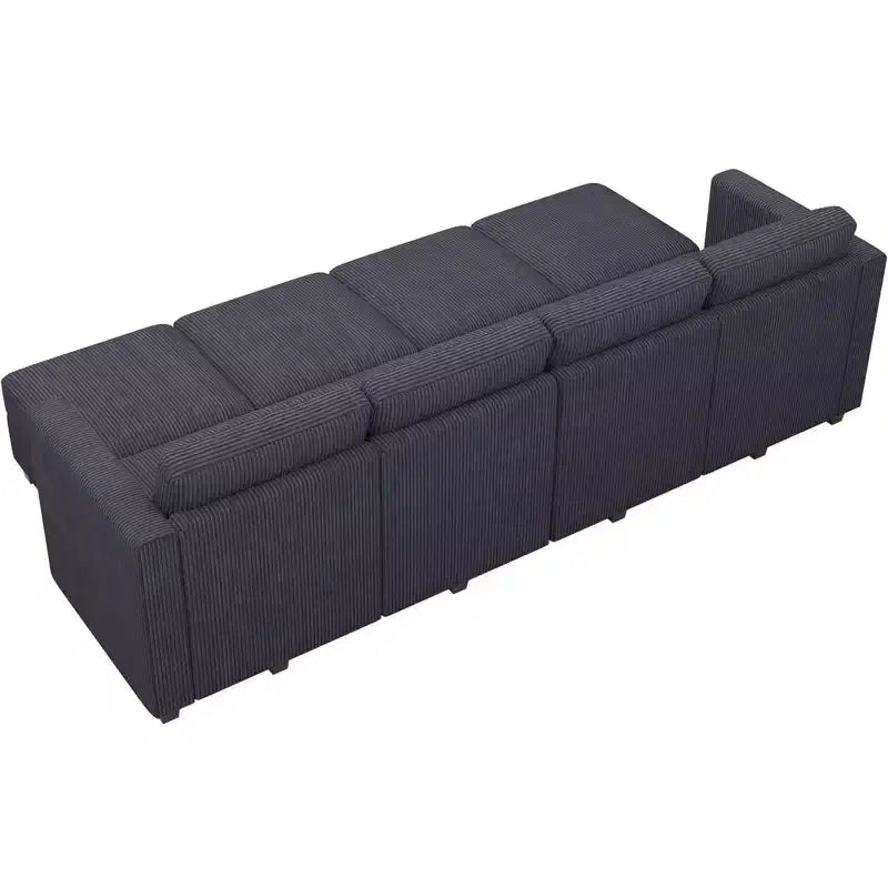Canapé modulable surdimensionné Belffin, canapé sectionnel de luxe en velours côtelé avec pouf de rangement pour salon