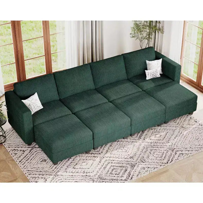 Canapé modulable surdimensionné Belffin, canapé sectionnel de luxe en velours côtelé avec pouf de rangement pour salon