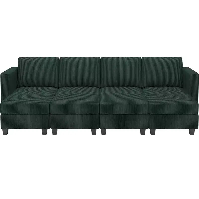Canapé modulable surdimensionné Belffin, canapé sectionnel de luxe en velours côtelé avec pouf de rangement pour salon