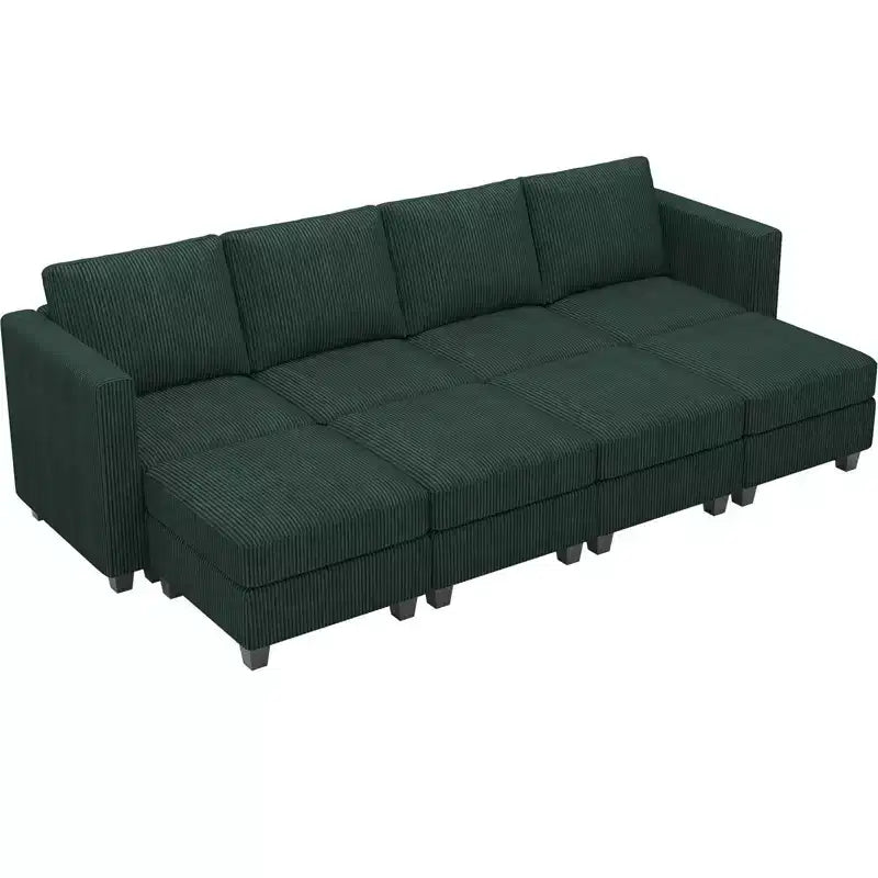 Canapé modulable surdimensionné Belffin, canapé sectionnel de luxe en velours côtelé avec pouf de rangement pour salon