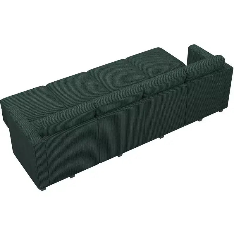 Canapé modulable surdimensionné Belffin, canapé sectionnel de luxe en velours côtelé avec pouf de rangement pour salon
