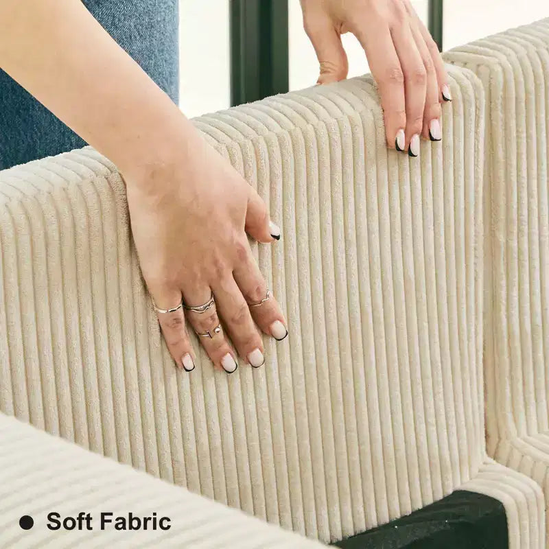 Canapé modulable surdimensionné Belffin, canapé sectionnel de luxe en velours côtelé avec pouf de rangement pour salon