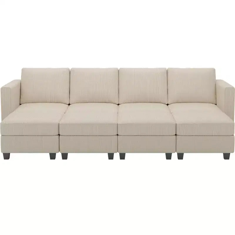 Canapé modulable surdimensionné Belffin, canapé sectionnel de luxe en velours côtelé avec pouf de rangement pour salon