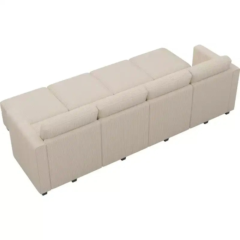 Canapé modulable surdimensionné Belffin, canapé sectionnel de luxe en velours côtelé avec pouf de rangement pour salon