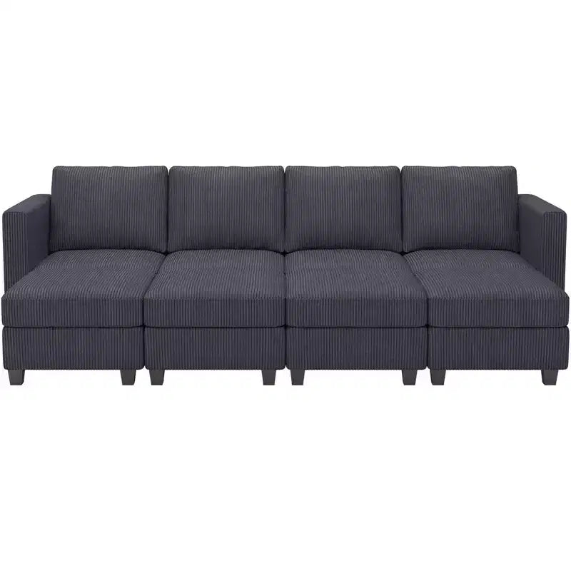 Canapé modulable surdimensionné Belffin, canapé sectionnel de luxe en velours côtelé avec pouf de rangement pour salon