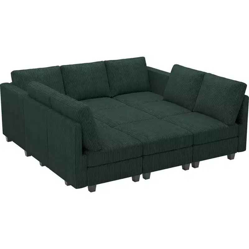 Belffin Canapé-lit modulaire en velours côtelé 9 places convertible avec poufs de rangement Canapé-lit modulaire pour salon