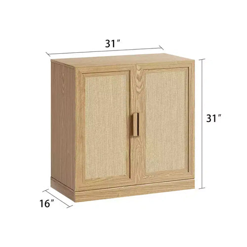 1 meuble de rangement en grain de bois noir (porte en osier), meuble de rangement décoratif
