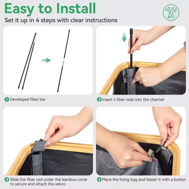 Panier à Linge et Poubelle de Recyclage Hausource 100L Gris avec Couvercle, 2 Sacs Intérieurs, Pliable, Imperméable