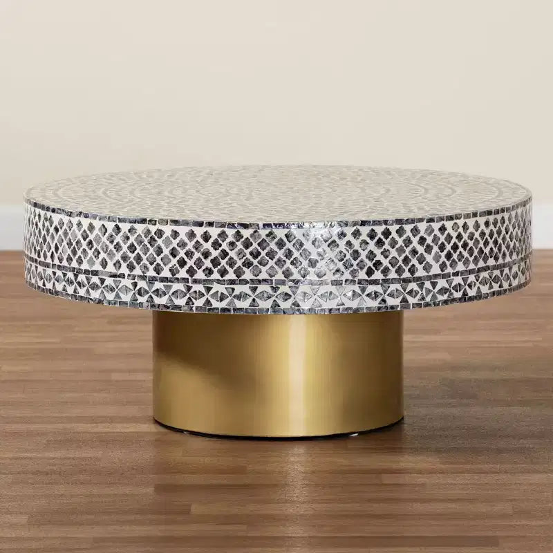 bali & pari Table basse en nacre capiz noire et blanche Idra Coastal
