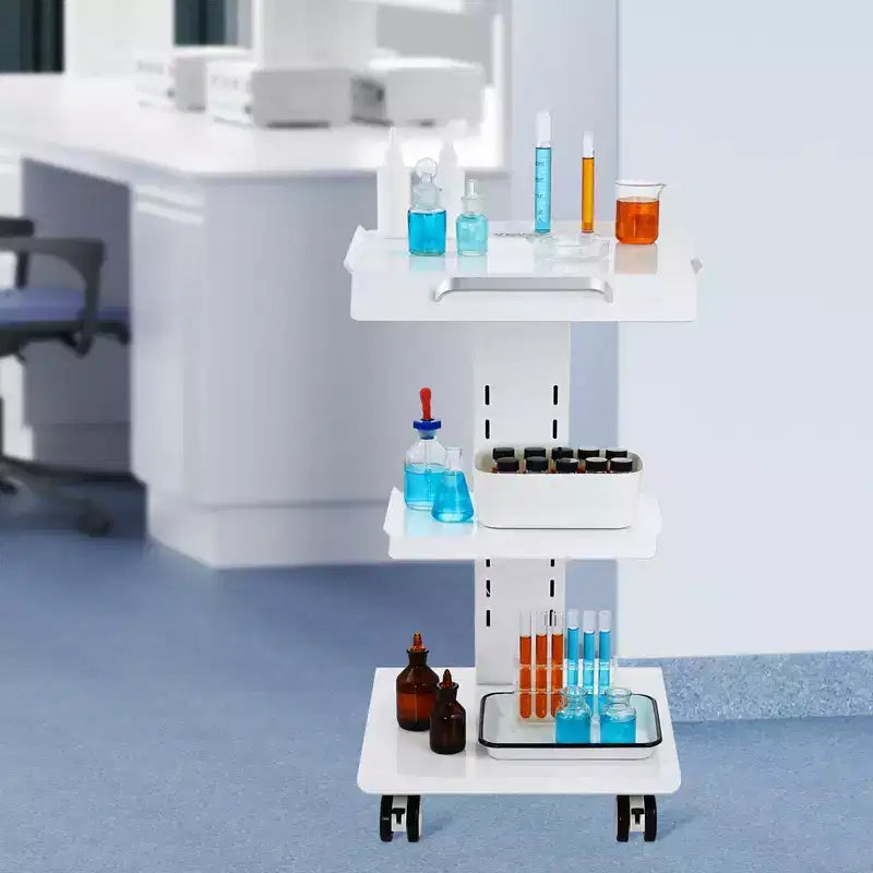 Chariot de laboratoire VEVOR, chariot de laboratoire roulant avec prise intégrée, chariot mobile métallique à 3 niveaux, chariot de clinique roulant, capacité de charge de 100 kg