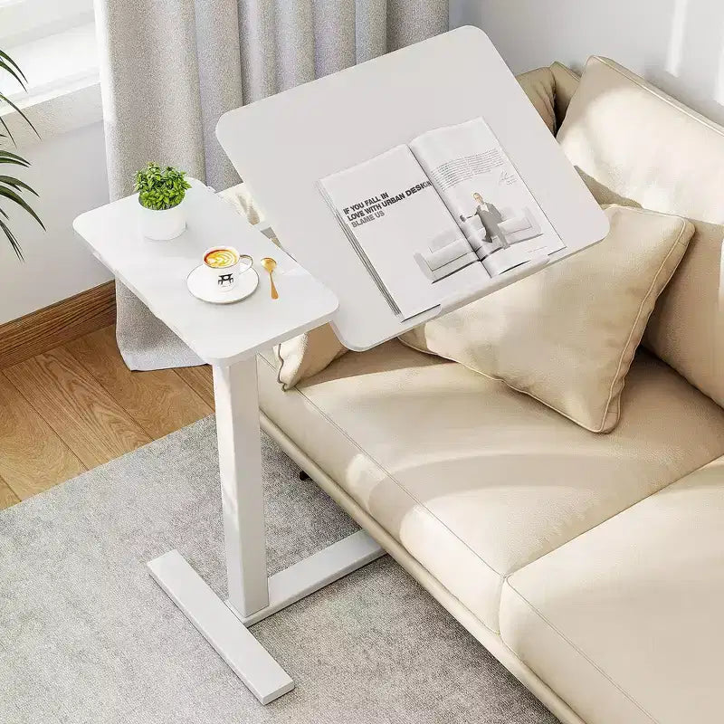 JIONJOY Table de lit réglable – Bureau inclinable avec ressort à gaz de 75-110 cm et roulettes à 360°, cadre en acier pour la maison/le bureau/l'hôpital