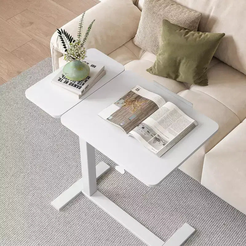 JIONJOY Table de lit réglable – Bureau inclinable avec ressort à gaz de 75-110 cm et roulettes à 360°, cadre en acier pour la maison/le bureau/l'hôpital
