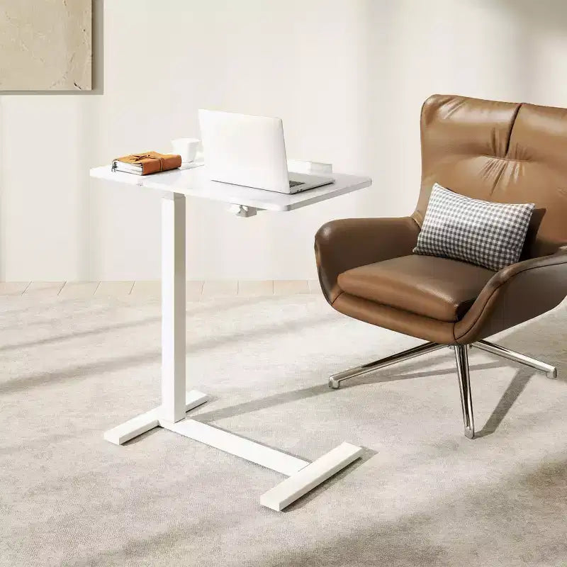 JIONJOY Table de lit réglable – Bureau inclinable avec ressort à gaz de 75-110 cm et roulettes à 360°, cadre en acier pour la maison/le bureau/l'hôpital