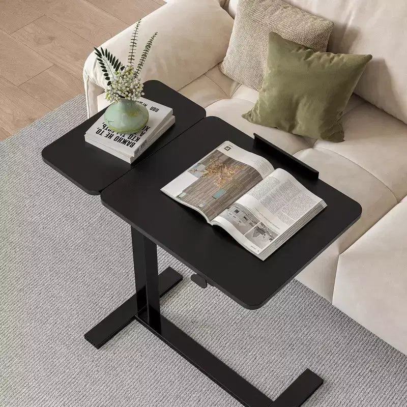 JIONJOY Table de lit réglable – Bureau inclinable avec ressort à gaz de 75-110 cm et roulettes à 360°, cadre en acier pour la maison/le bureau/l'hôpital