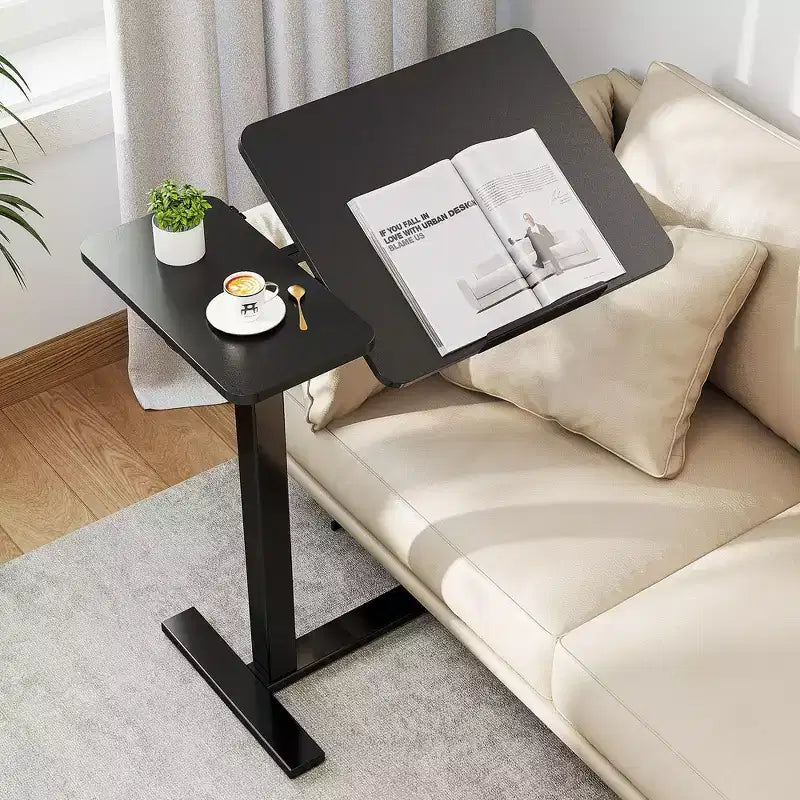 JIONJOY Table de lit réglable – Bureau inclinable avec ressort à gaz de 75-110 cm et roulettes à 360°, cadre en acier pour la maison/le bureau/l'hôpital