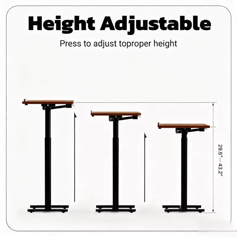 JIONJOY Table de lit réglable – Bureau inclinable avec ressort à gaz de 75-110 cm et roulettes à 360°, cadre en acier pour la maison/le bureau/l'hôpital