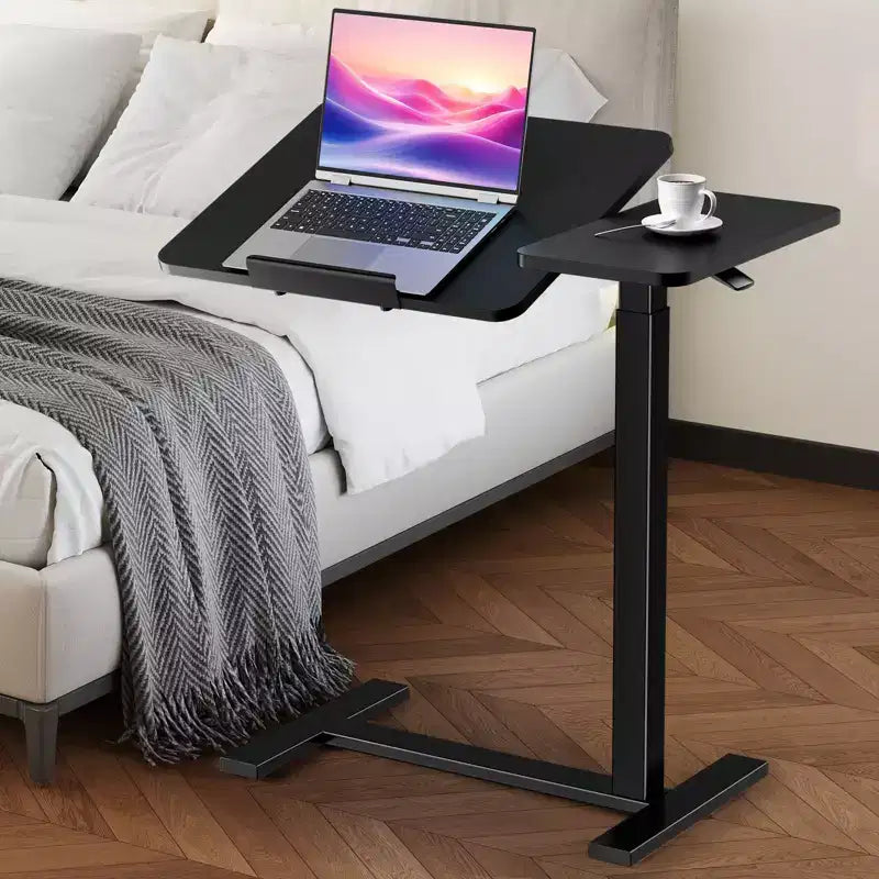 JIONJOY Adjustable Overbed Table - 29.5-43.3 Gas Spring Tilt Desk with 360 Wheels, Steel Frame for Home/Office/Hospital