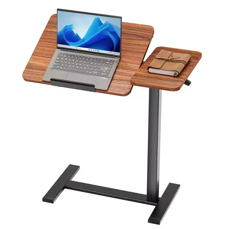 JIONJOY Table de lit réglable – Bureau inclinable avec ressort à gaz de 75-110 cm et roulettes à 360°, cadre en acier pour la maison/le bureau/l'hôpital