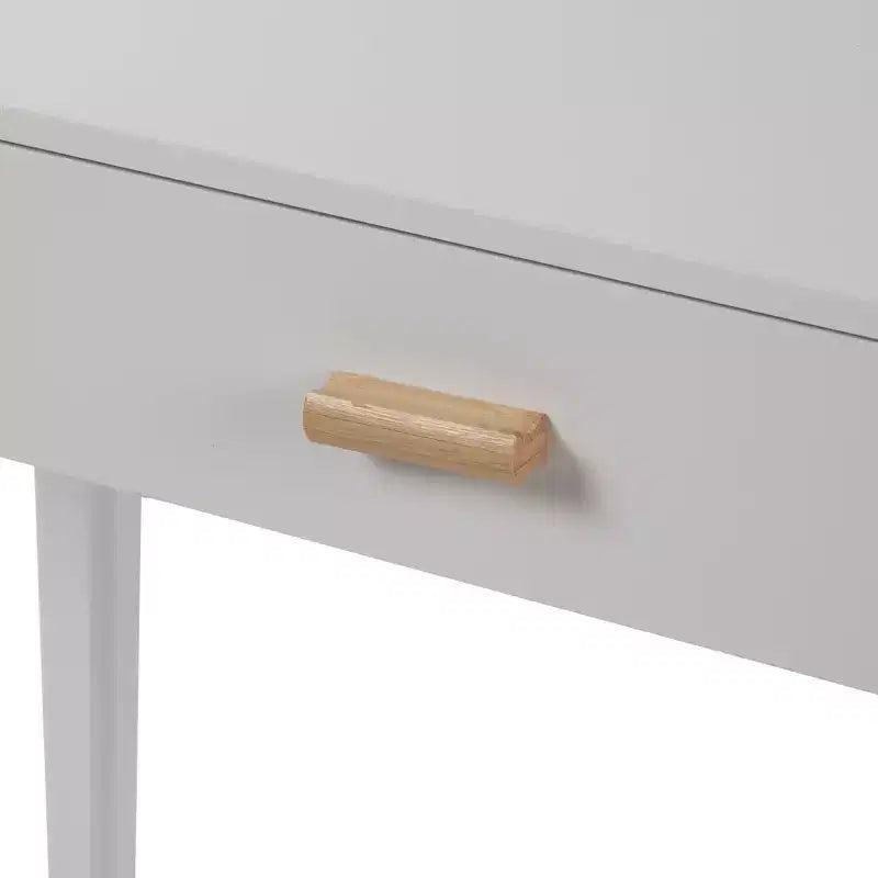 Table console eHemco Euro avec tiroir et pieds en bambou pour couloir et salon, blanc et chêne foncé