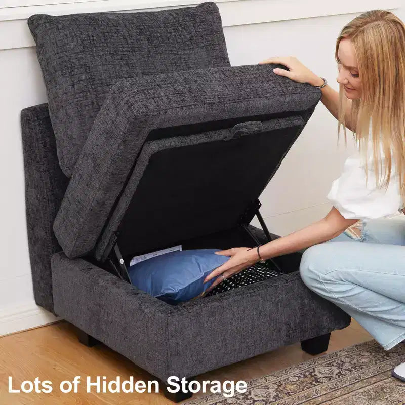 Belffin Canapé modulable en chenille grande taille, canapé en U avec rangement, chaise longue 7 places pour salon