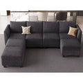 Belffin Canapé modulable en chenille grande taille, canapé en U avec rangement, chaise longue 7 places pour salon