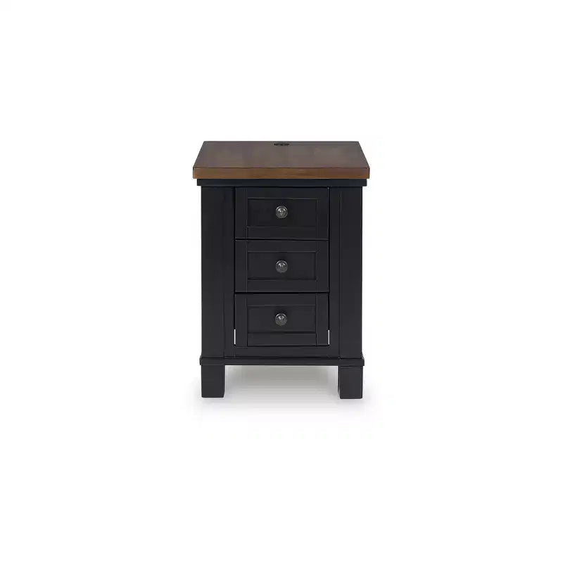 Signature Design by Ashley Wildenauer Table d'appoint 3 tiroirs avec port de charge USB, noir