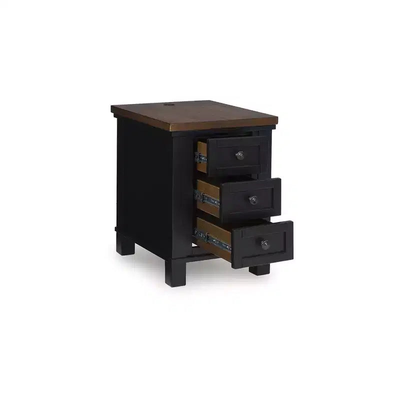 Signature Design by Ashley Wildenauer Table d'appoint 3 tiroirs avec port de charge USB, noir