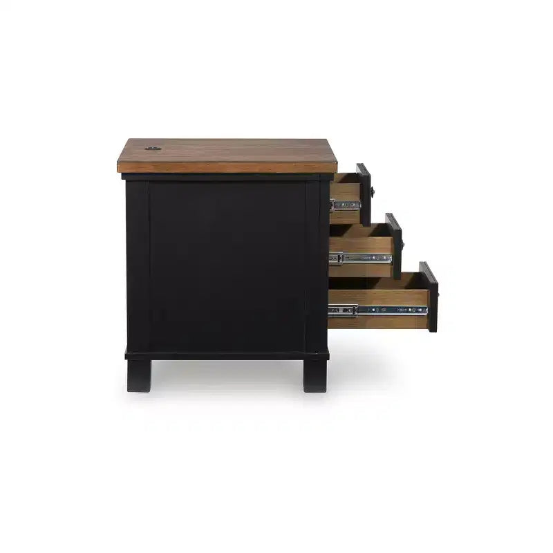 Signature Design by Ashley Wildenauer Table d'appoint 3 tiroirs avec port de charge USB, noir