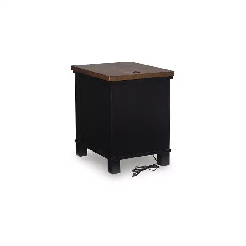 Signature Design by Ashley Wildenauer Table d'appoint 3 tiroirs avec port de charge USB, noir