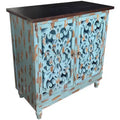 eHemco Rustic Accent Distressed Cabinet with 2 Doors with Dual Storage Shelf for Living Room and Entryway, Teal