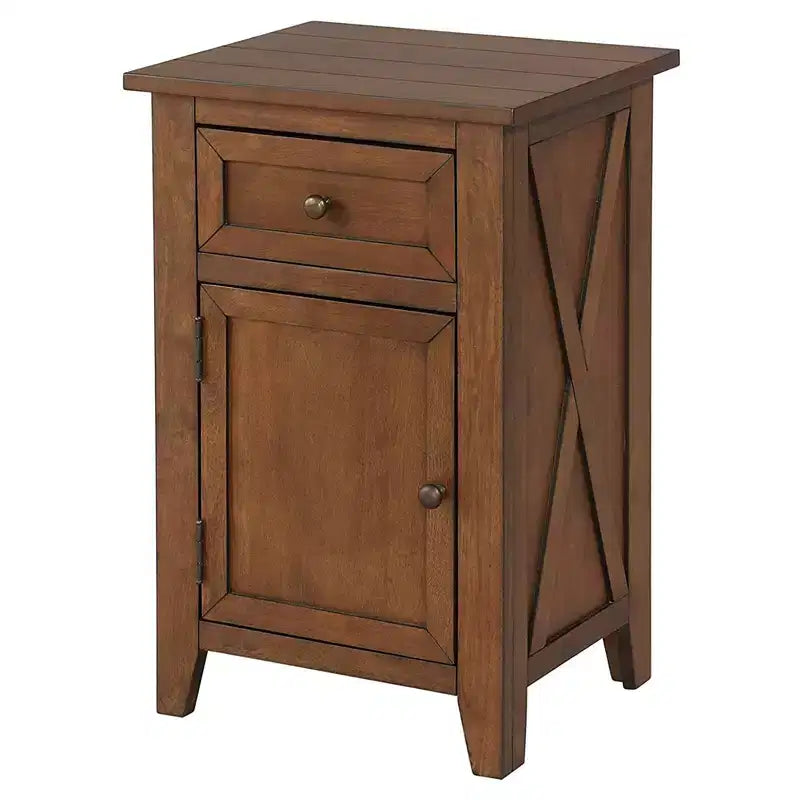 eHemco X-Side Table de chevet/d'appoint en bois avec 1 tiroir et 1 meuble de rangement à 1 porte