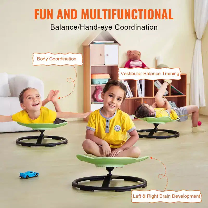 Chaise pivotante VEVOR Elephant pour enfants, capacité de 100 kg, chaise tournante à 360°, chaise jouet sensorielle pour enfants autistes avec base en métal antidérapante, vert