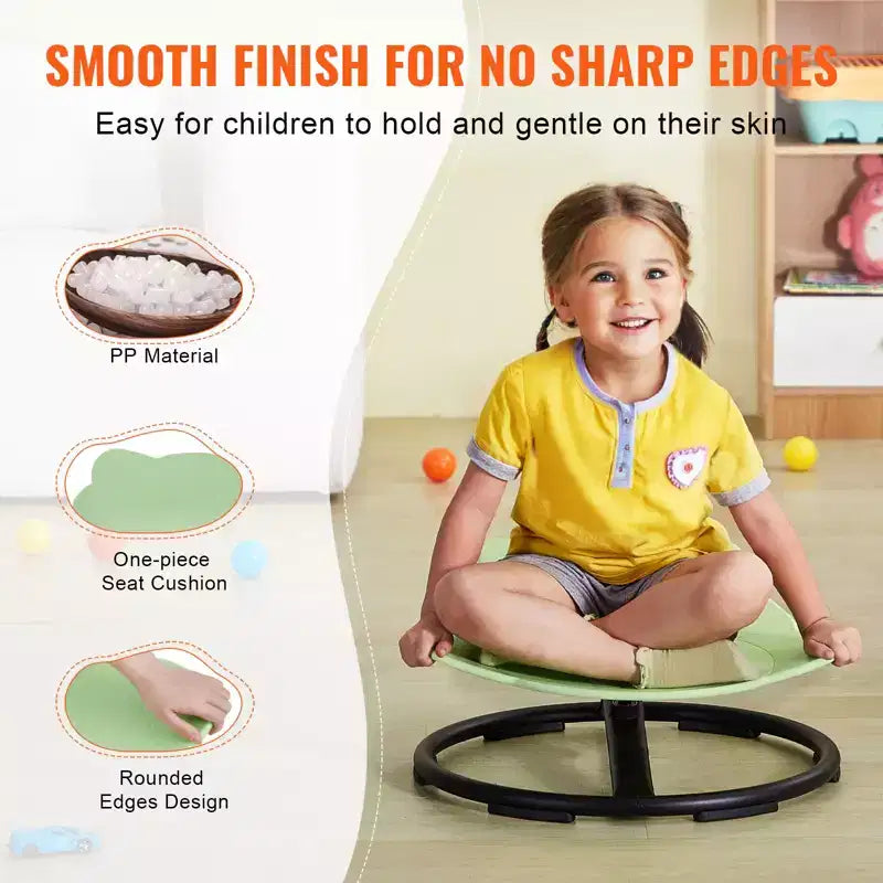 Chaise pivotante VEVOR Elephant pour enfants, capacité de 100 kg, chaise tournante à 360°, chaise jouet sensorielle pour enfants autistes avec base en métal antidérapante, vert