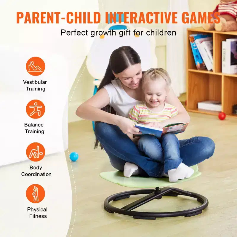 Chaise pivotante VEVOR Elephant pour enfants, capacité de 100 kg, chaise tournante à 360°, chaise jouet sensorielle pour enfants autistes avec base en métal antidérapante, vert