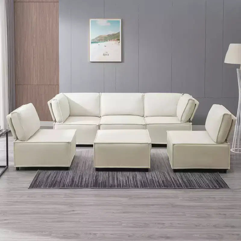 Canapé d'angle modulable en U/L Mjkone avec pouf, canapé-lit réversible moderne et surdimensionné convertible