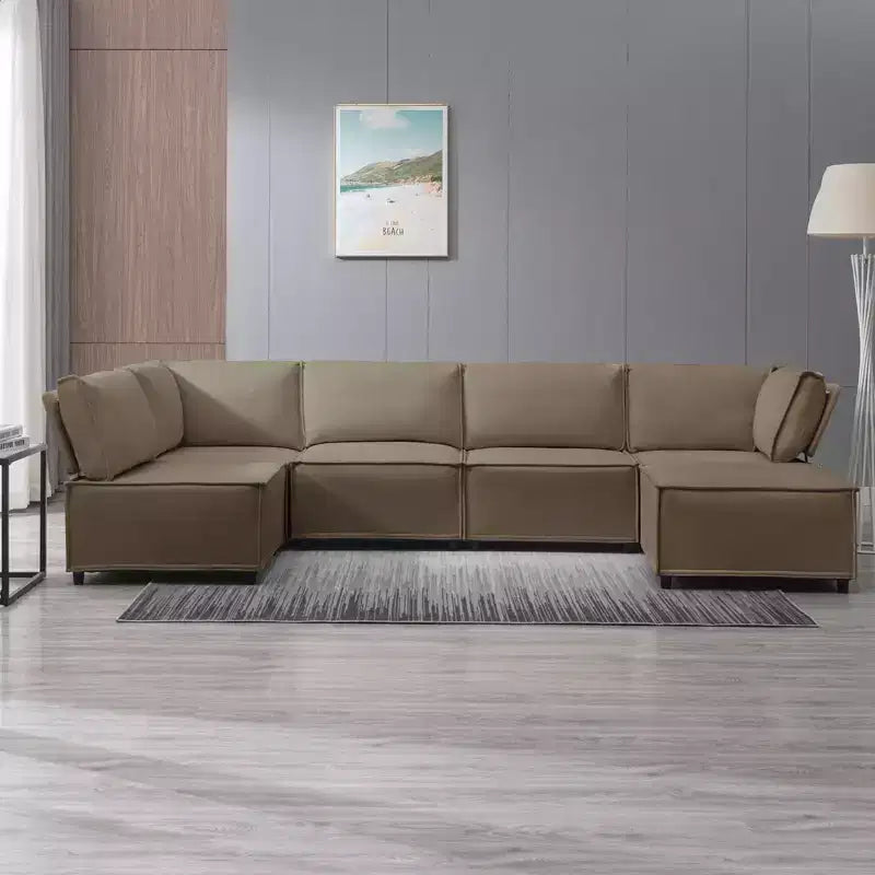 Canapé d'angle modulable en U/L Mjkone avec pouf, canapé-lit réversible moderne et surdimensionné convertible