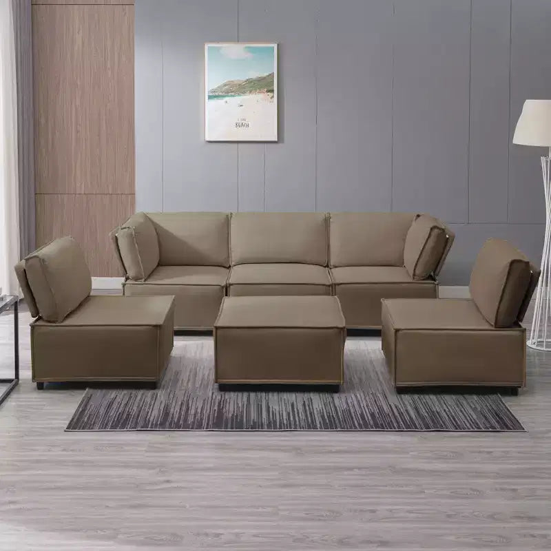 Canapé d'angle modulable en U/L Mjkone avec pouf, canapé-lit réversible moderne et surdimensionné convertible